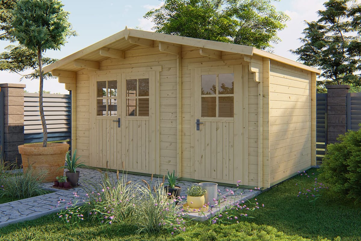 Blockhaus Fraga 450 x 300 x 250 cm mit 50 cm Vordach