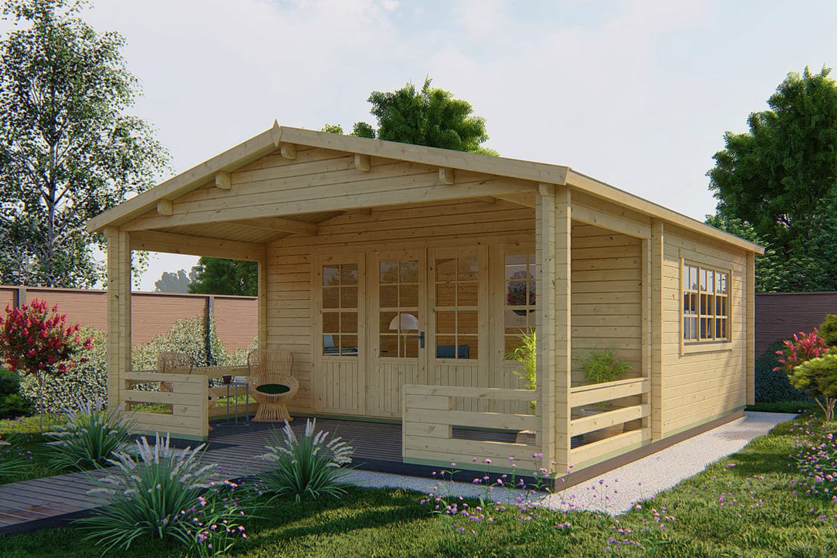 Blockhaus Nottingham mit Vordach 540 x 663 cm