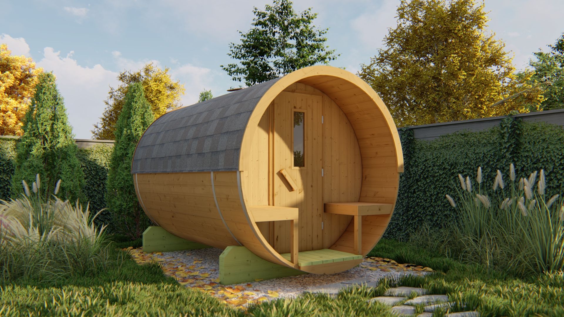 Barrelsauna Thermowood Ø205 x 300 cm - Saunabarrel 