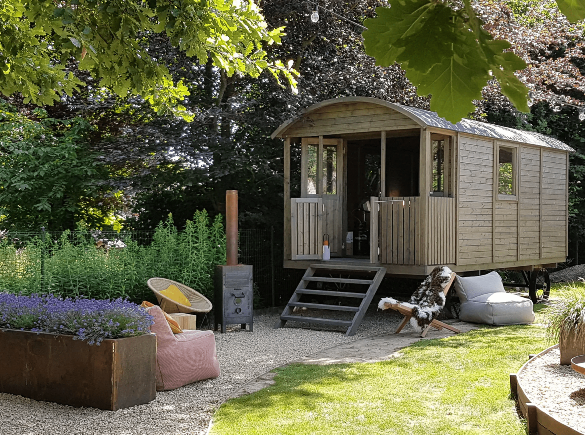 Pipowagen 480 x 240 cm met veranda - Zigeunerwagen Paddy