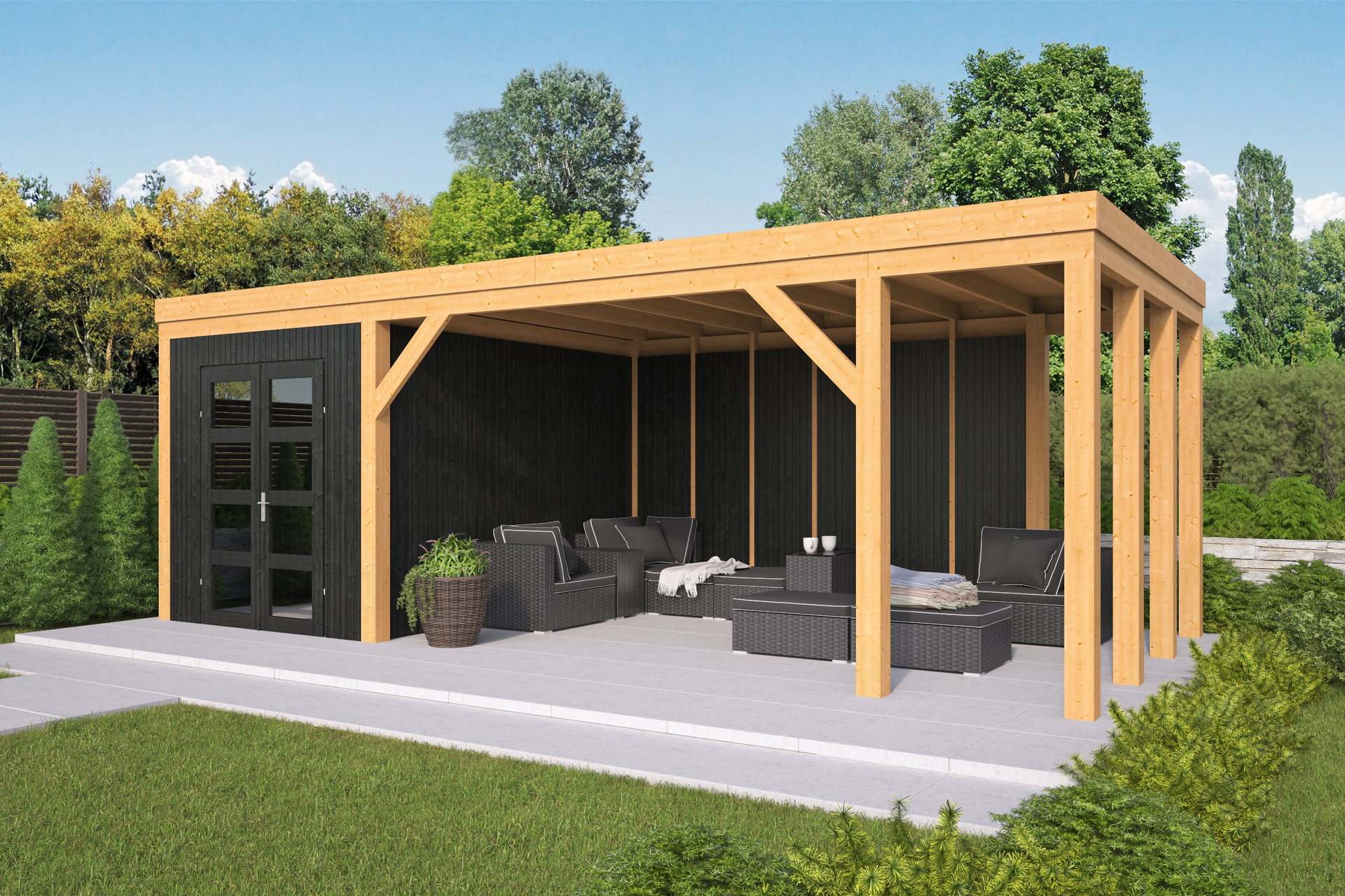 &Uuml;berdachung Vriezenveen Douglas 750 x 355 cm &ndash; Schwarz