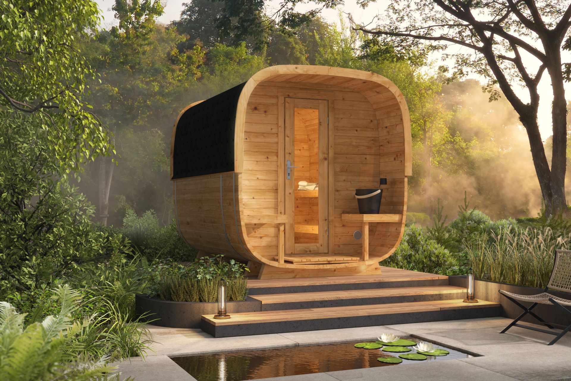 Sauna cube Rovaniemi &Oslash;219 x 280 cm - thermowood 42mm