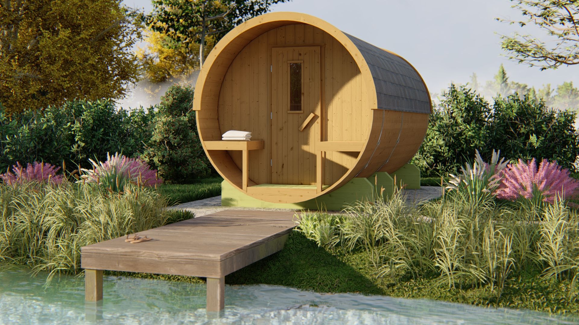 Barrelsauna Thermowood &Oslash;205 x 400 - Saunabarrel 400cm