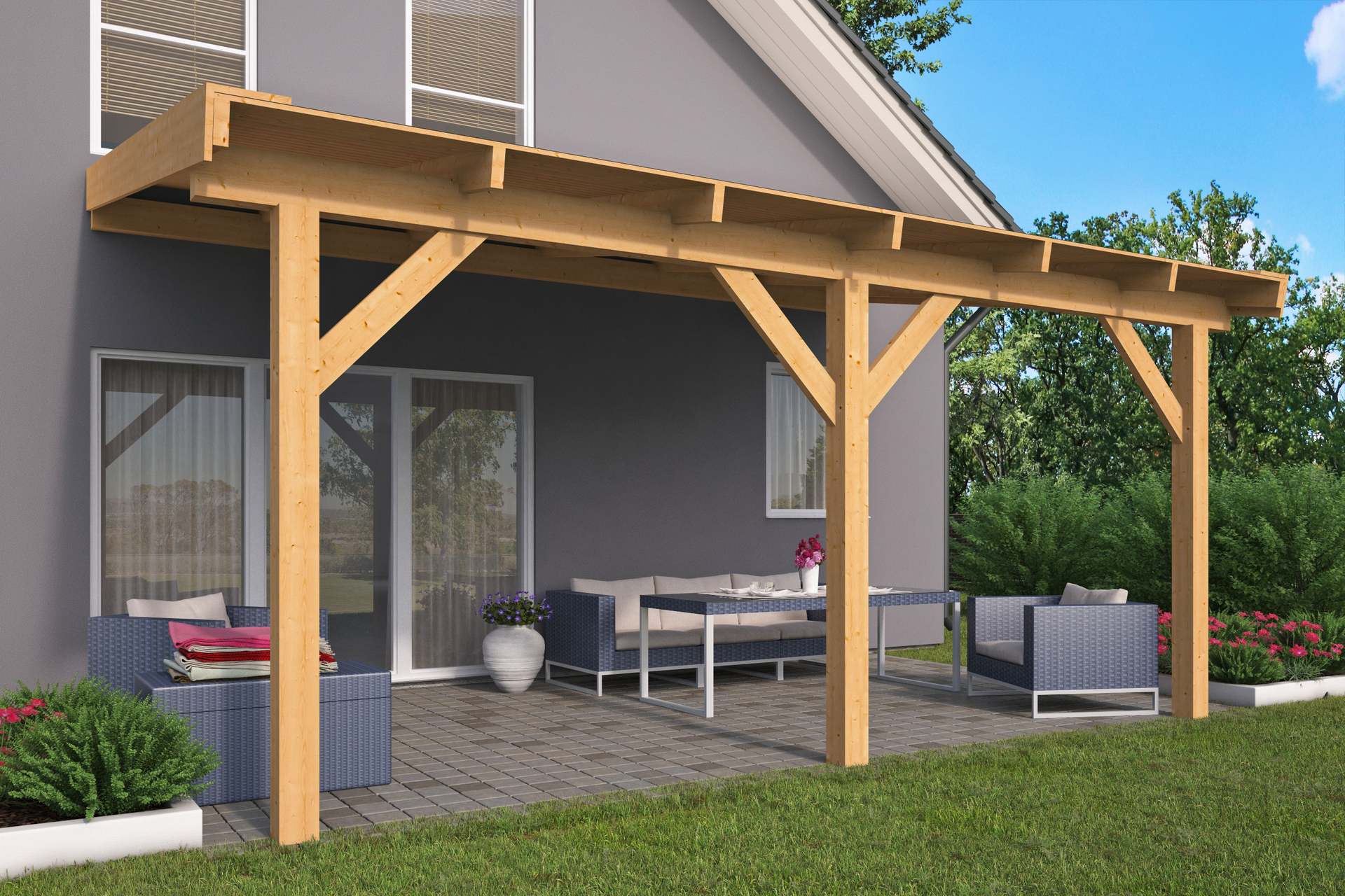 Terrassen&uuml;berdachung Douglas 600 x 400 (Selbstbausatz)