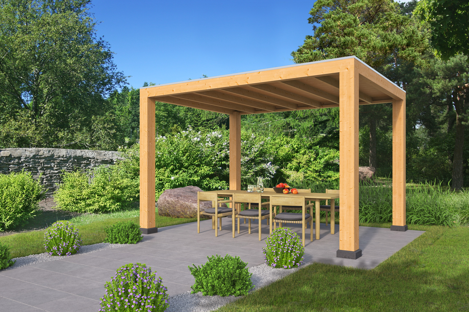 &Uuml;berdachung Renesse Red Class Wood 400 x 313 cm (Bausatz)