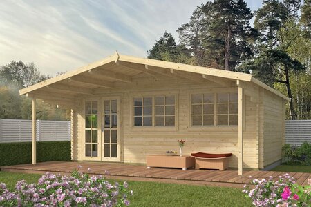 Gartenhaus Ginella 595 x 400 cm mit Vordach 200 cm