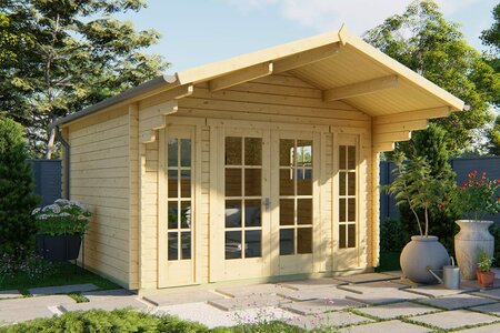 Gartenhaus Sören 380x380 cm mit Vordach 150 cm