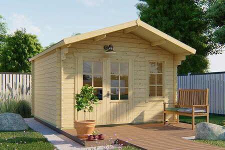 Gartenhaus Ulrik 380 x 380 cm mit Vordach 70 cm