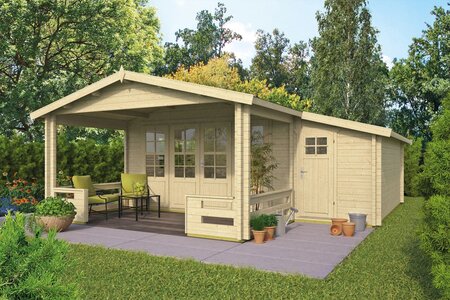 Gartenhaus Coventry 590 x 570 x 263 cm mit Vordach und Abstellraum
