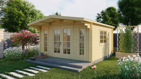 Gartenhaus Laula 430 x 430 x 250 cm + Vordach 100 cm