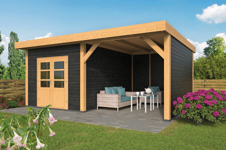 Überdachung Raalte Douglas 600 x 410 cm – Schwarz