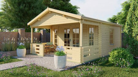 Gartenhaus Heino 450 x 380 + Vordach 200 cm