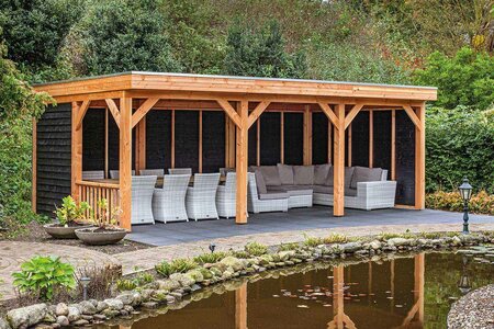 Uberdachung Flachdach Oslo XL Typ 6 Douglasie gehobelt 990 x 430 x 272 cm - Schwarze Wande