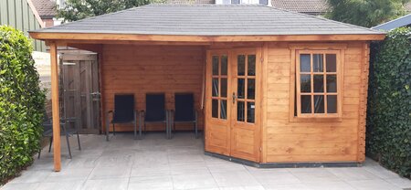 Gartenhaus Kennet  mit seitlichem Anbau 500 x 300 x 271 cm - 5-Eck