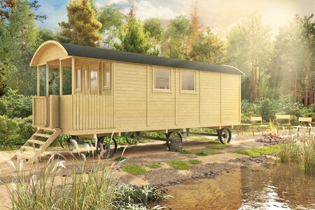 Zirkuswagen 720 x 240 cm mit Veranda - Pipowagen Kathleen