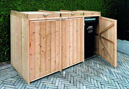 Mülltonnenbox Triple imprägnierter Fichte, 196 x 80 x 117 cm