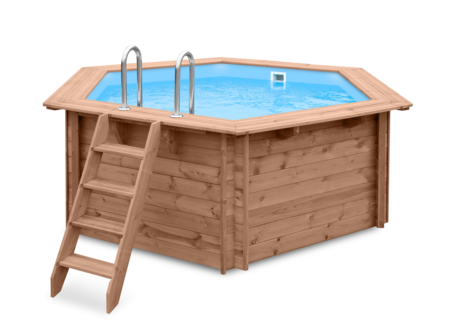 Luxus-Schwimmbad aus Holz Mambo Beach 355x307x116 cm