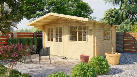 Gartenhaus Inge 420 x 420 x 247 cm + Vordach 120 cm