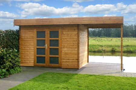 Gartenhaus Mittelmodern mit Uberdachung 300 x 200 x 230 cm