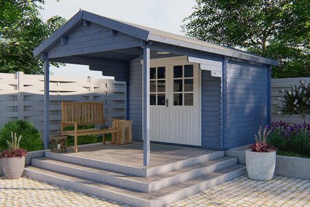 Blockhütte – Gartenhaus Georg mit Überdachung