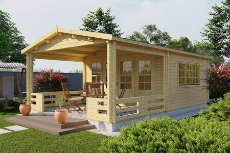 Gartenhaus Leeds mit breitem Vordach 440 x 730 cm 