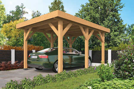 Carport Schlösser Lärche Douglasie fein gesägt 350 x 500cm - Flachdach