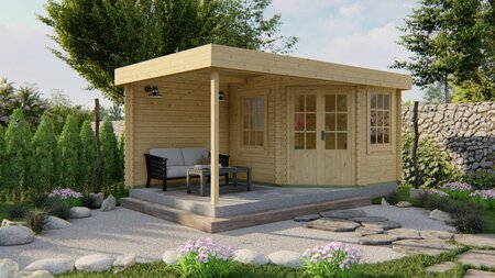 Gartenhaus Stig mit Vordach 250 + 250 x 300 x 224 cm 