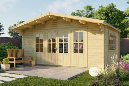 Gartenhaus Newcastle 540 x 440 x 276cm + Vordach 90 cm 