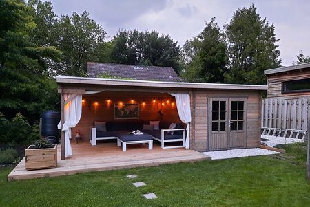 Gartenhaus Charlotta mit Uberdachung 700 x 300 x 217 cm