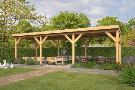 Überdachung Zoutelande Red Class Wood 894 x 333 cm - DIY Flachdach