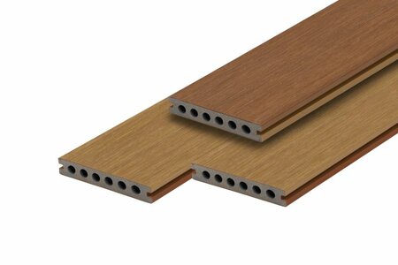 PuraTerra halbmassive WPC Terrassendiele Teak Bicolor 2,3 x 13,8 x 500 cm